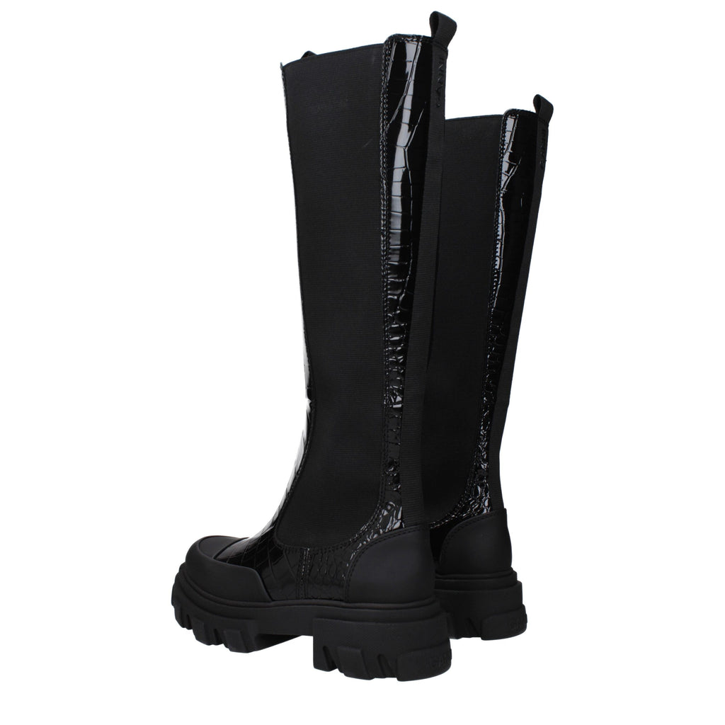 Ganni Black Leather Over The Knee