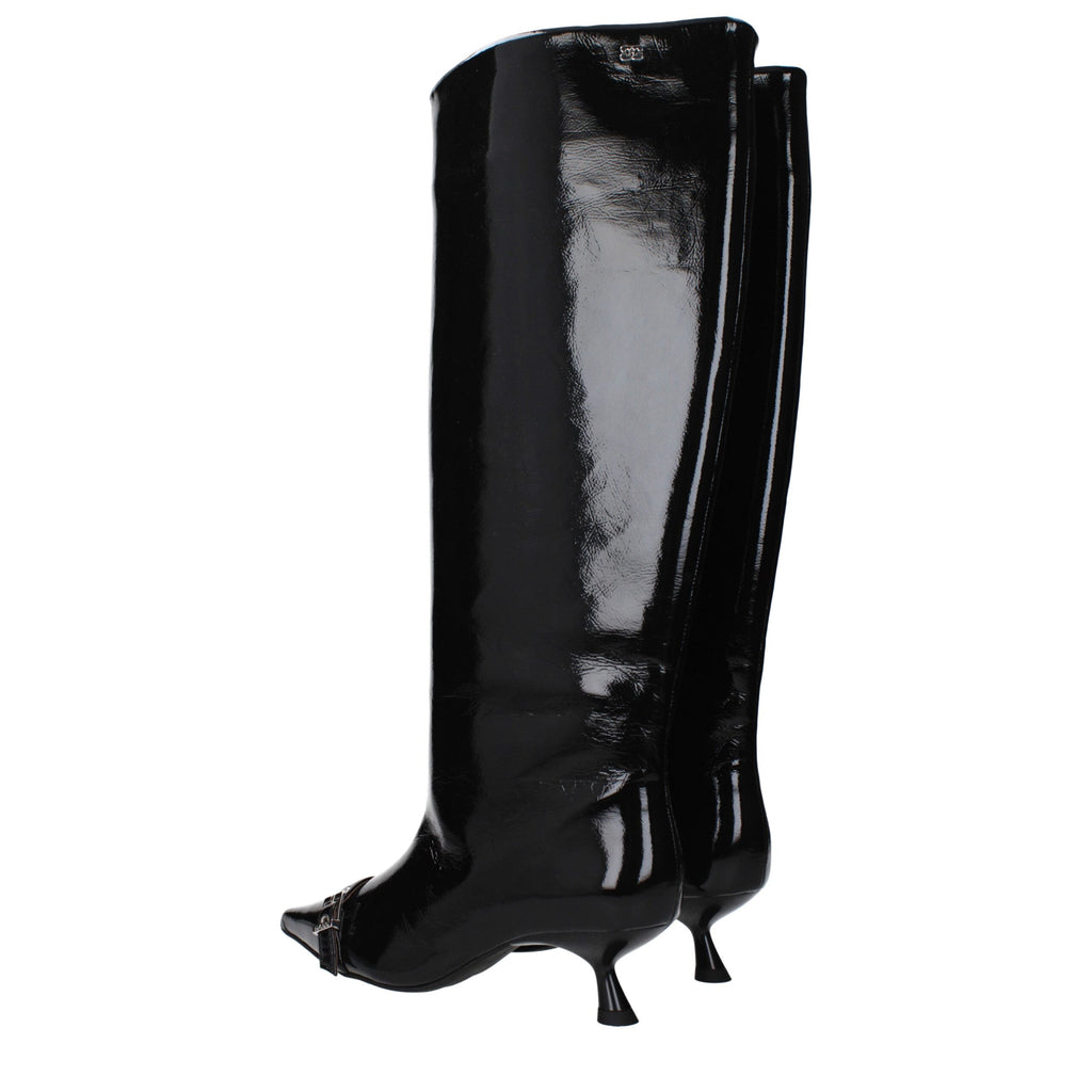 Ganni Black Leather Boots