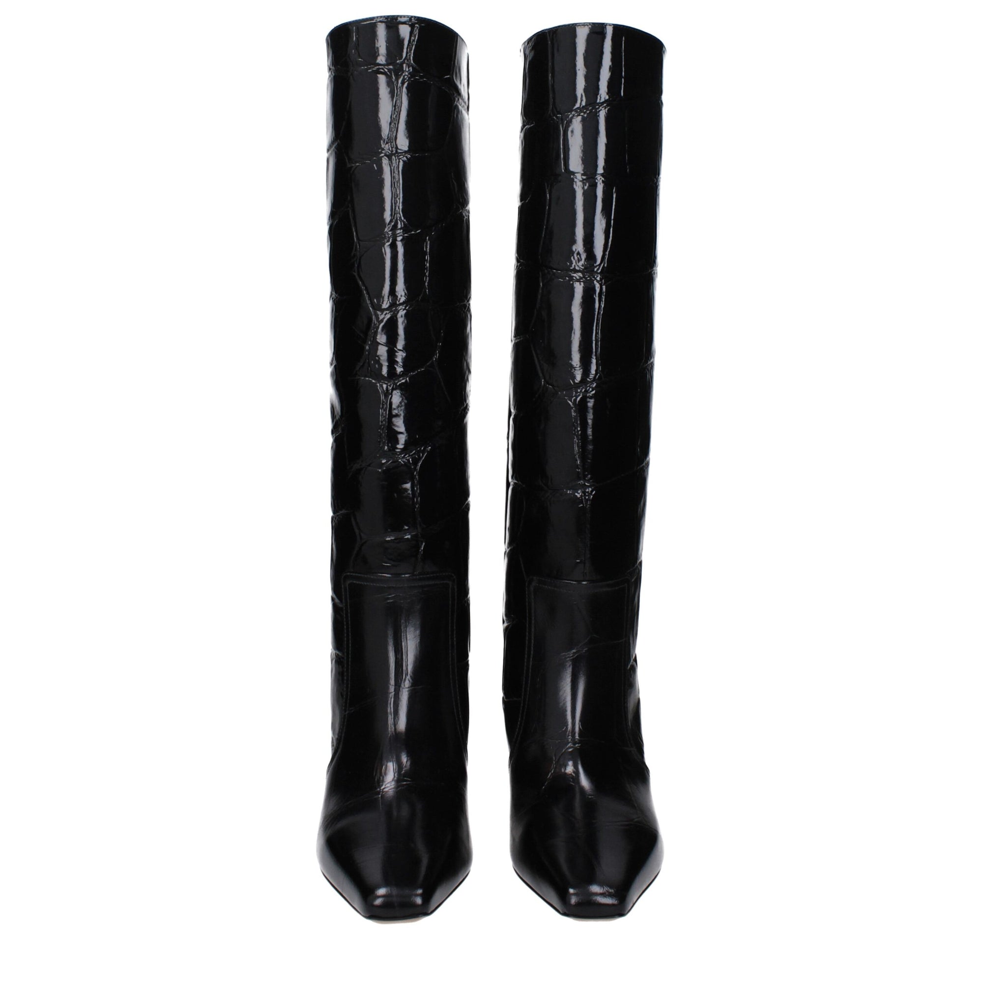 Paris Texas Black Leather High Heel Boots