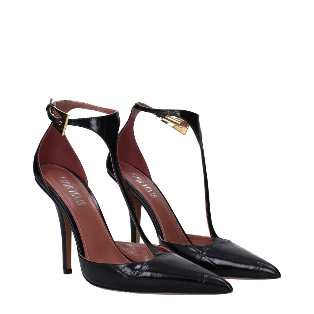 Paris Texas Black Leather High Heel Pumps