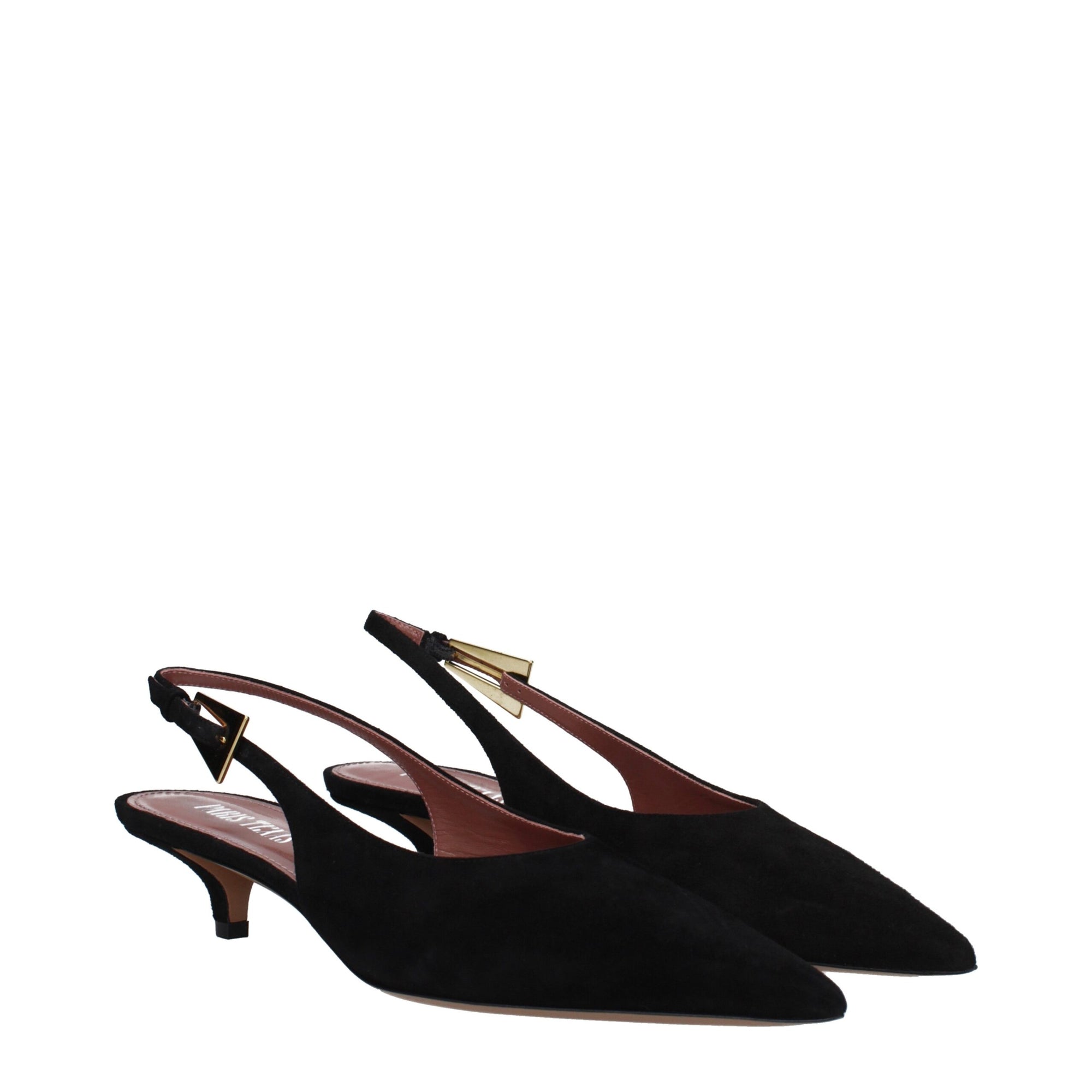 Paris Texas Black Leather Mid Heel Pumps