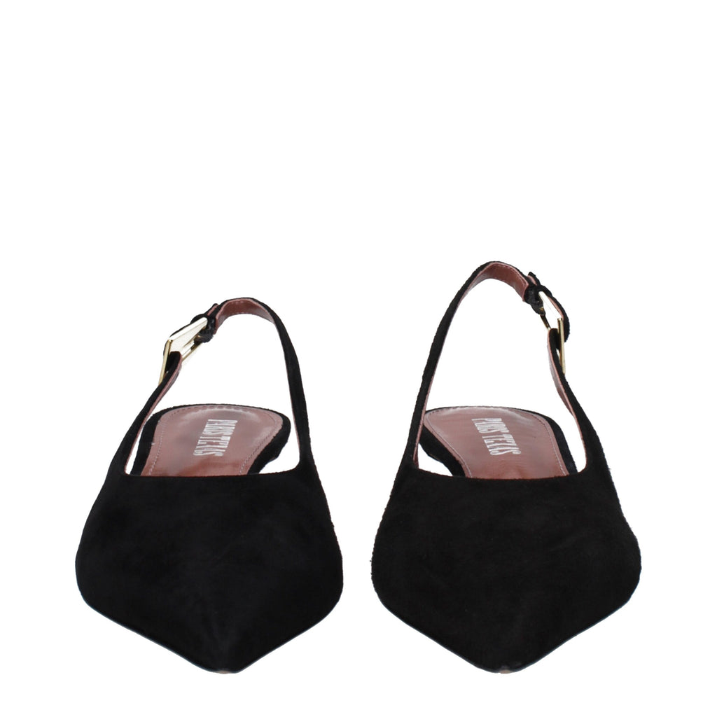 Paris Texas Black Leather Mid Heel Pumps