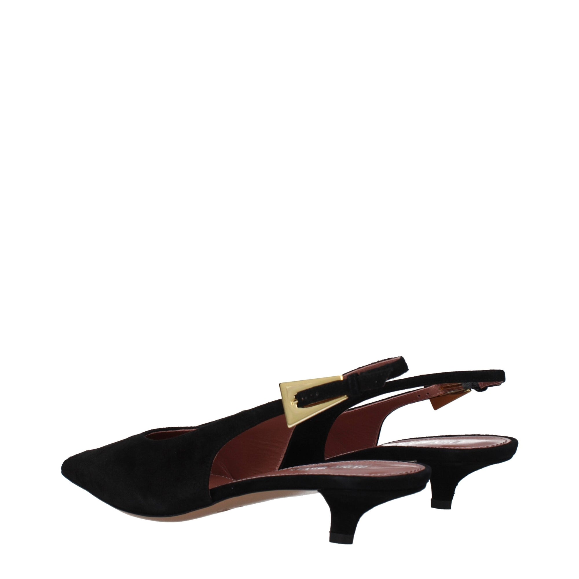 Paris Texas Black Leather Mid Heel Pumps