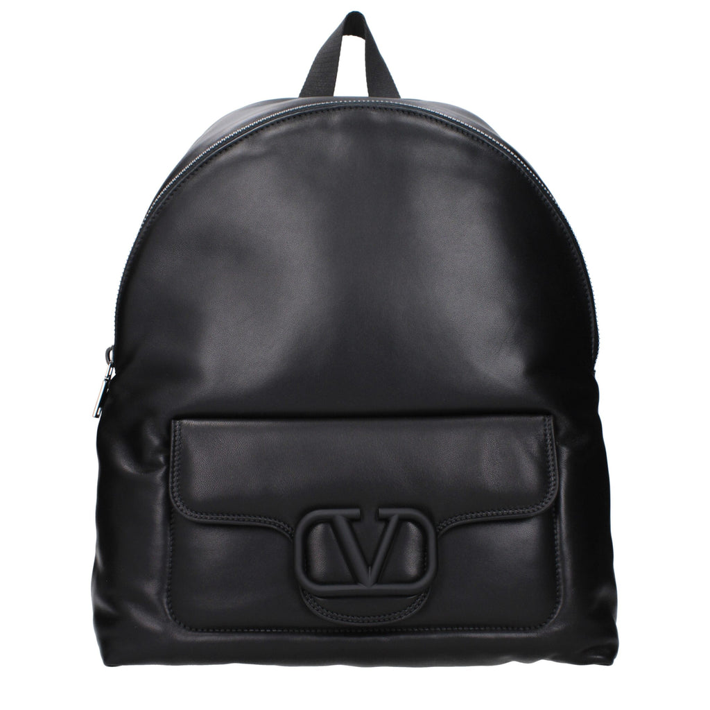 Valentino Garavani Black Leather Backpacks