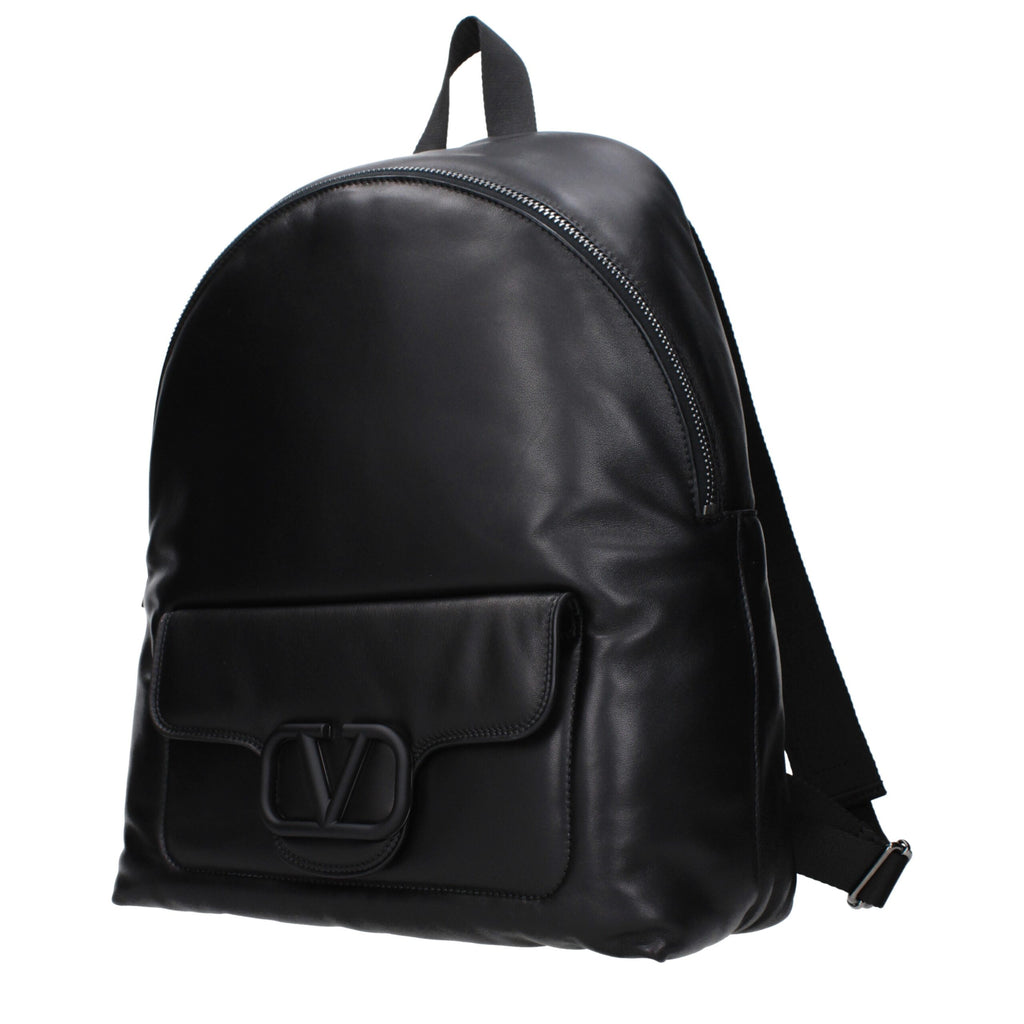Valentino Garavani Black Leather Backpacks