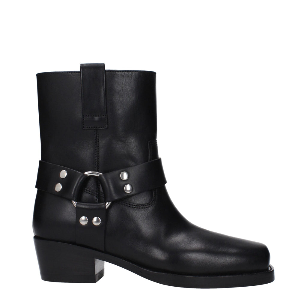 Paris Texas Black Leather Ankle Boots