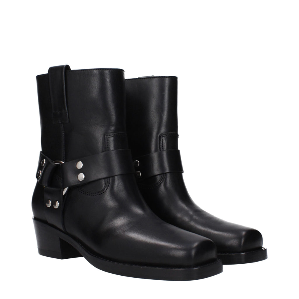 Paris Texas Black Leather Ankle Boots