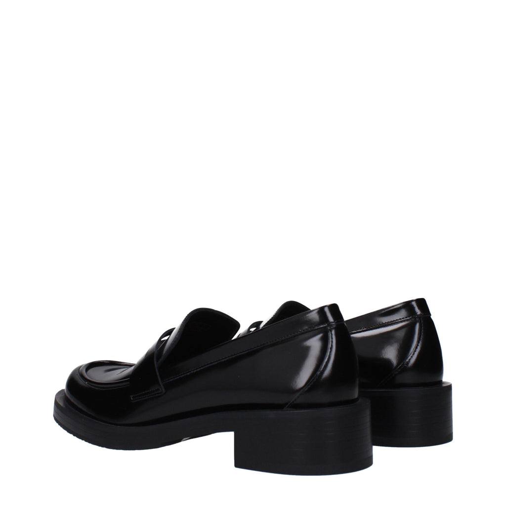 Stuart Weitzman Black Leather Slip-On Loafers