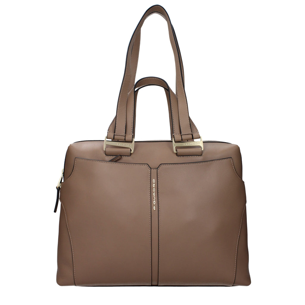 Piquadro Gray Leather Business And Laptop Bags