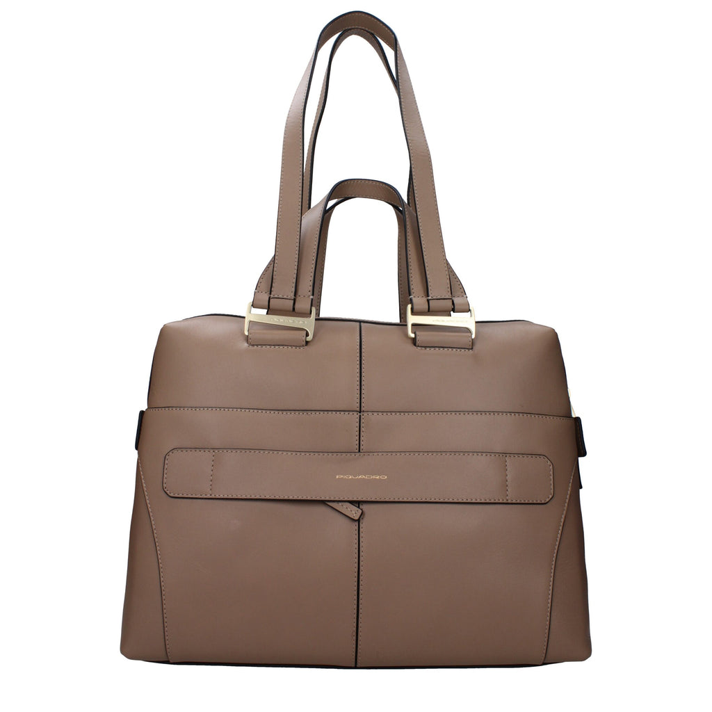 Piquadro Gray Leather Business And Laptop Bags