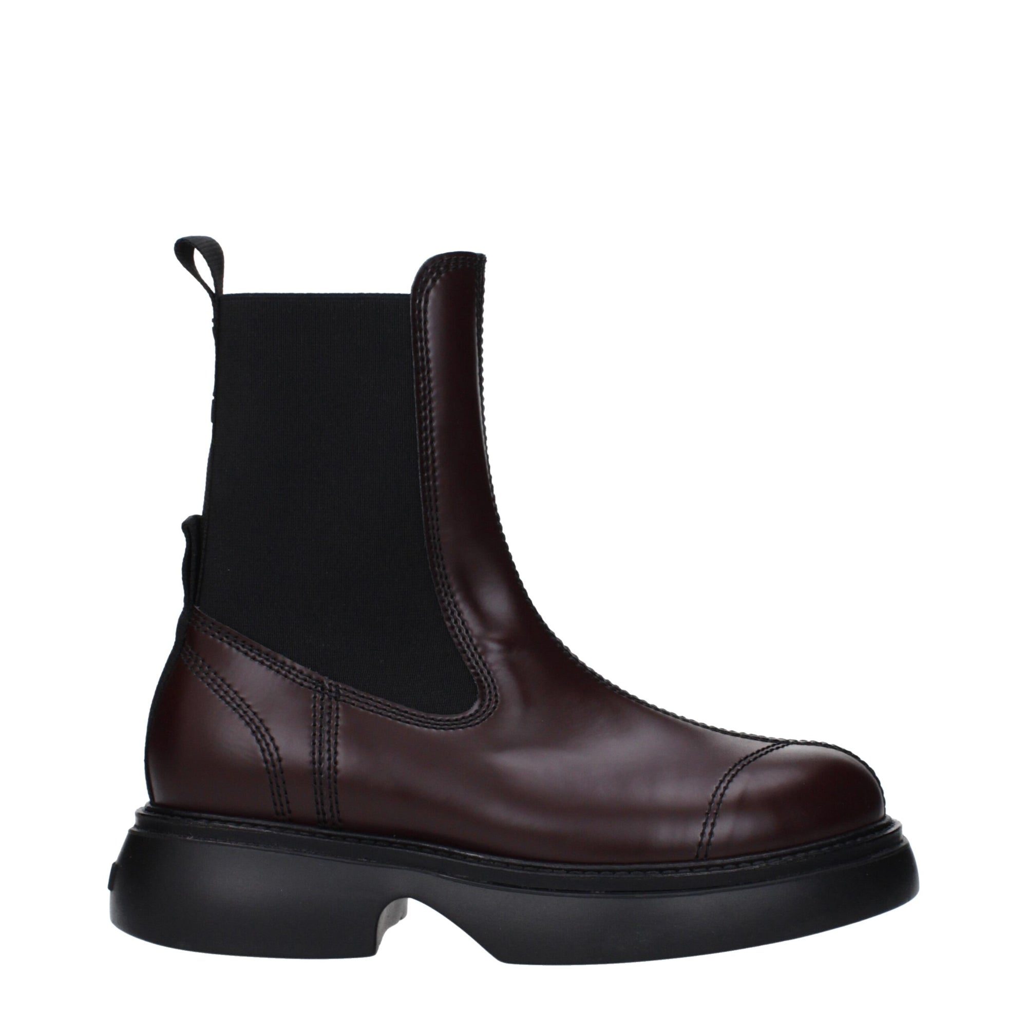 Ganni Brown Leather Ankle Boots
