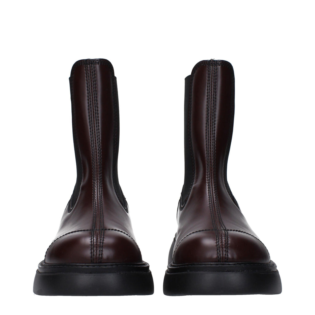 Ganni Brown Leather Ankle Boots