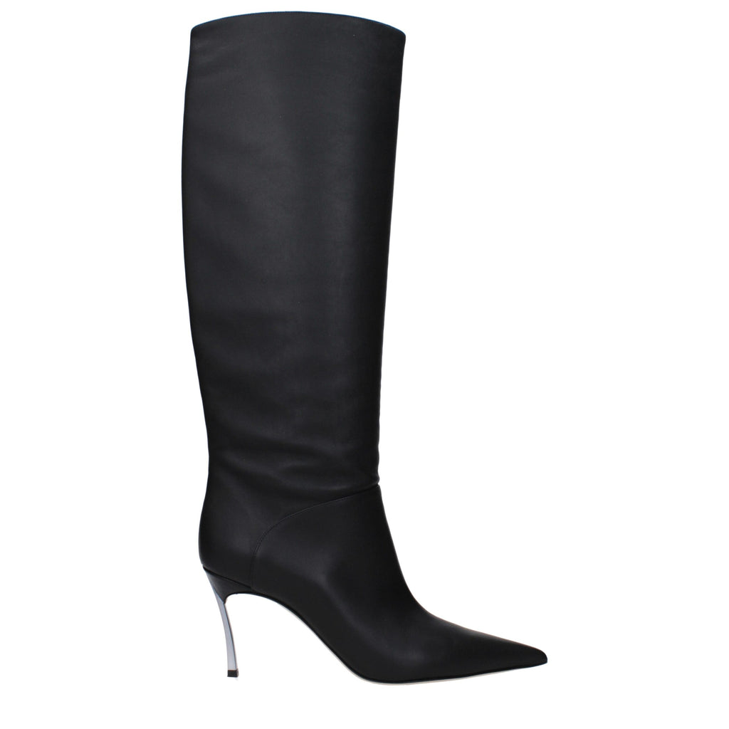 Casadei Black Leather High Heel Boots