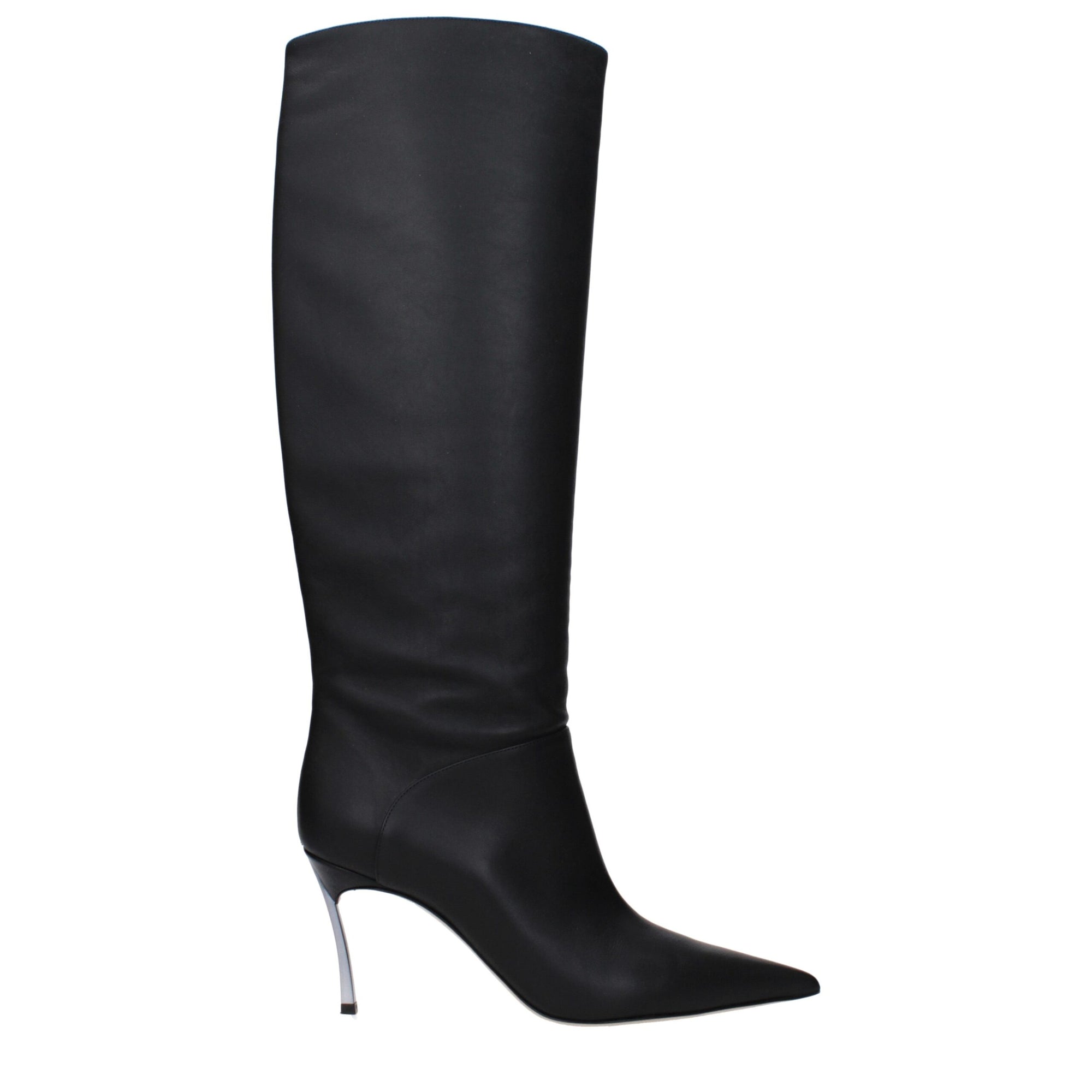 Casadei Black Leather High Heel Boots