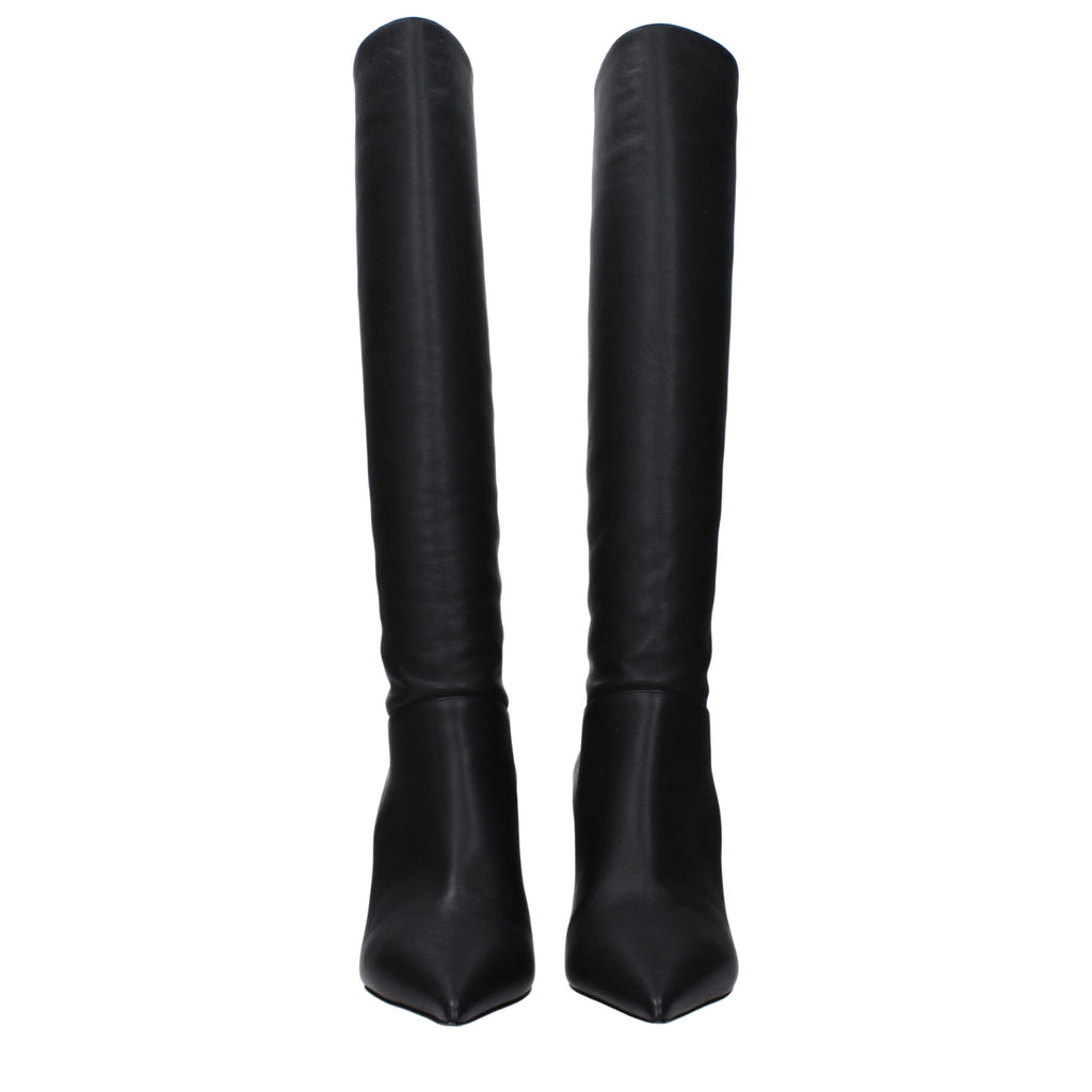 Casadei Black Leather High Heel Boots