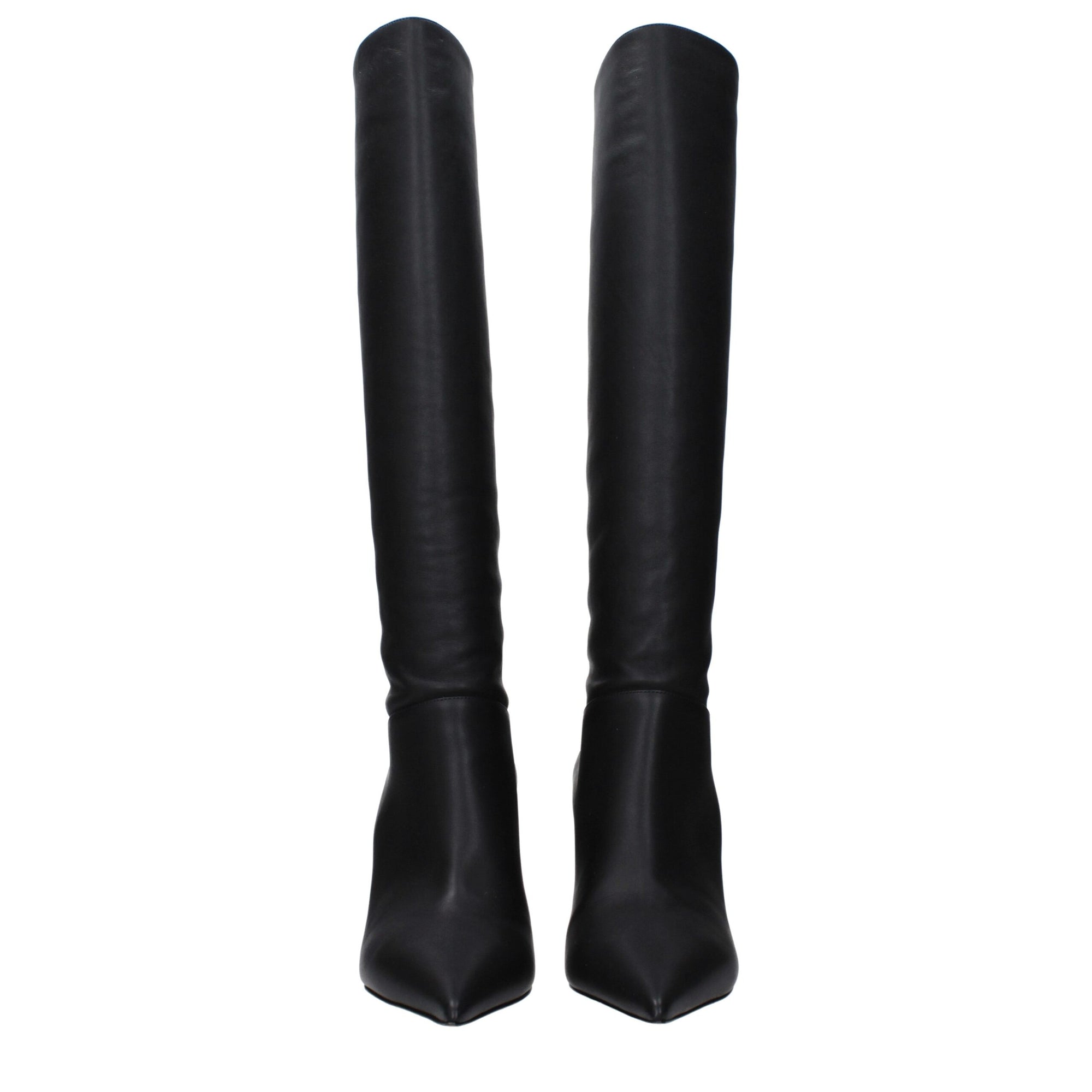 Casadei Black Leather High Heel Boots