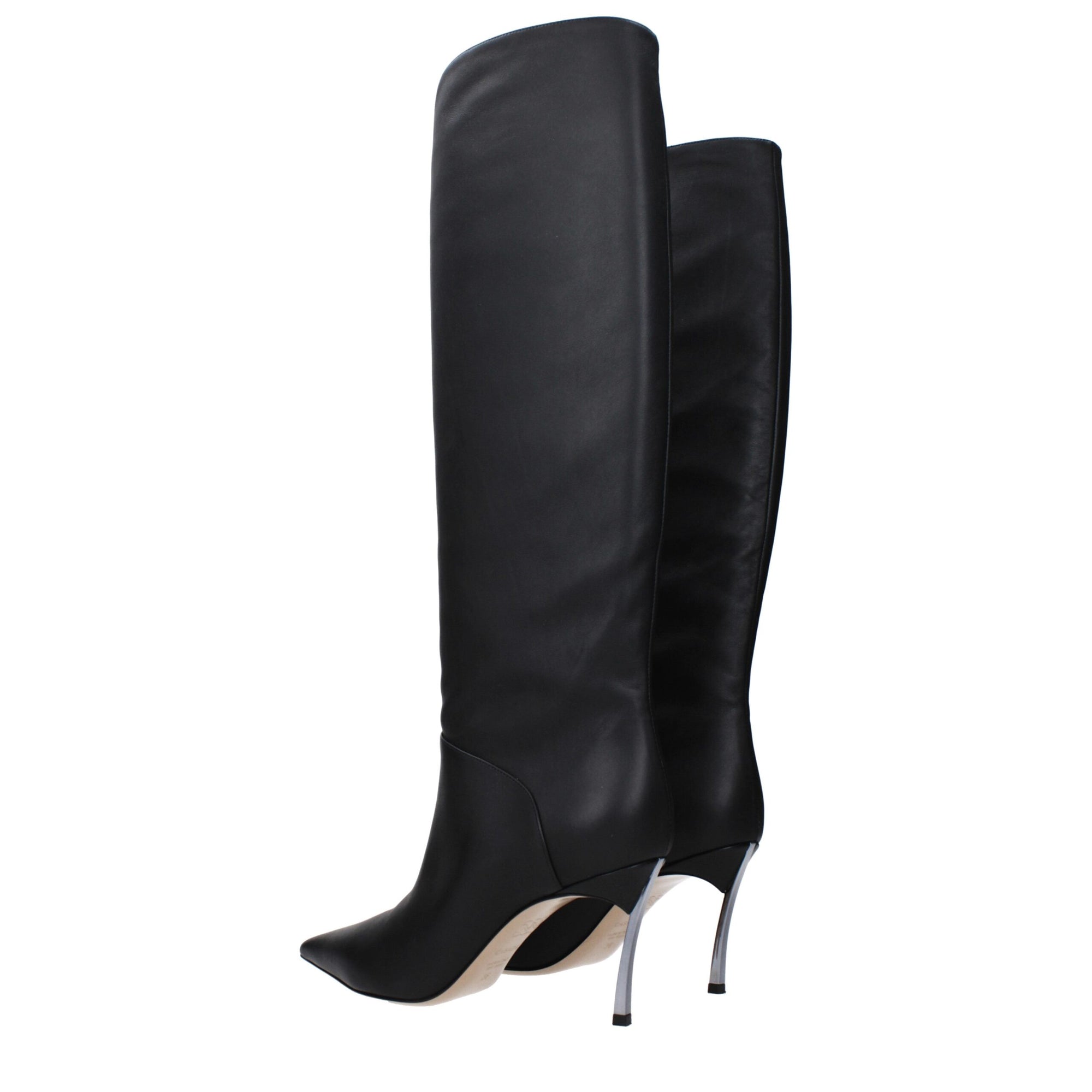 Casadei Black Leather High Heel Boots