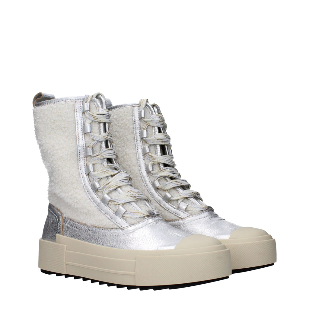 Philippe Model Gray Leather Ankle Boots