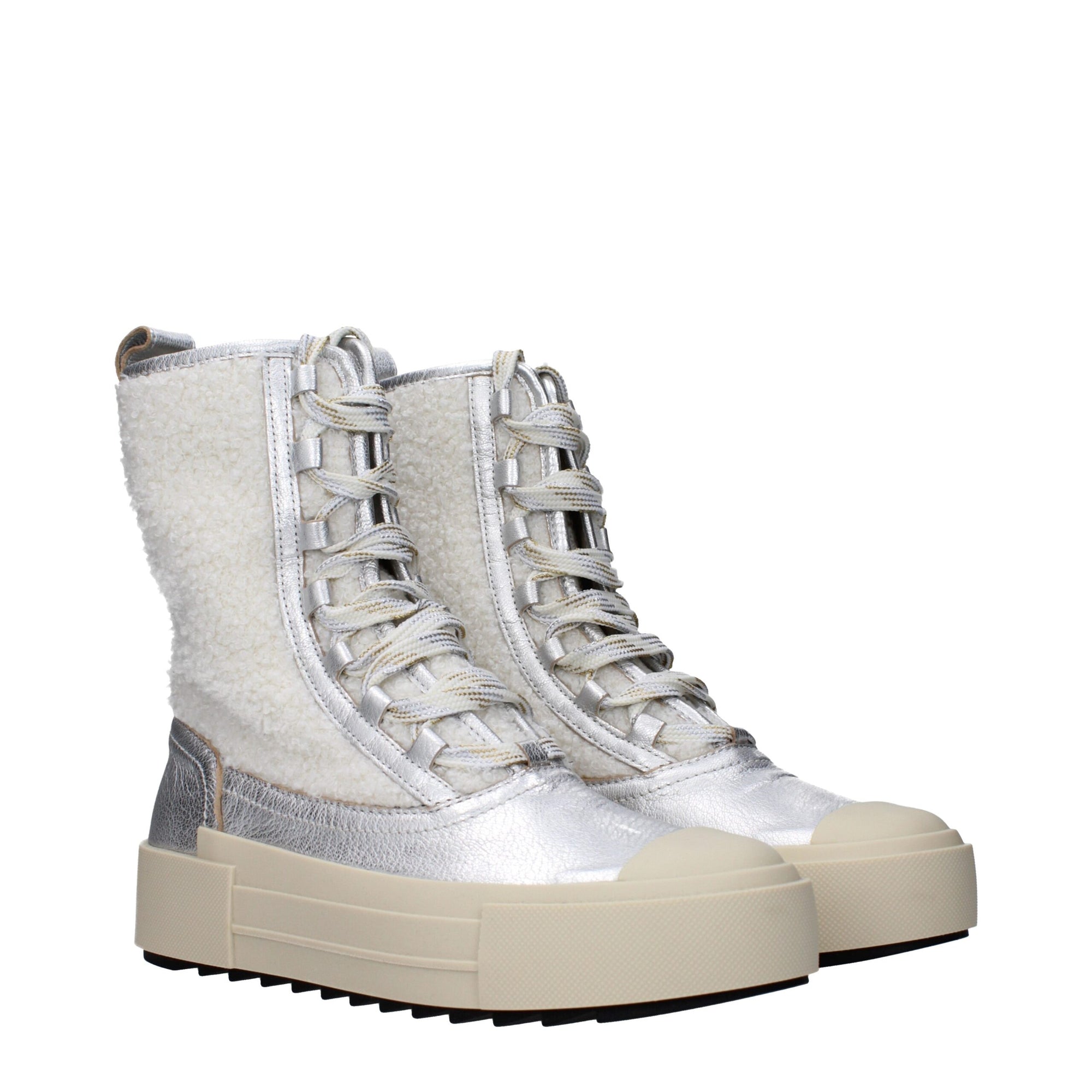 Philippe Model Gray Leather Ankle Boots