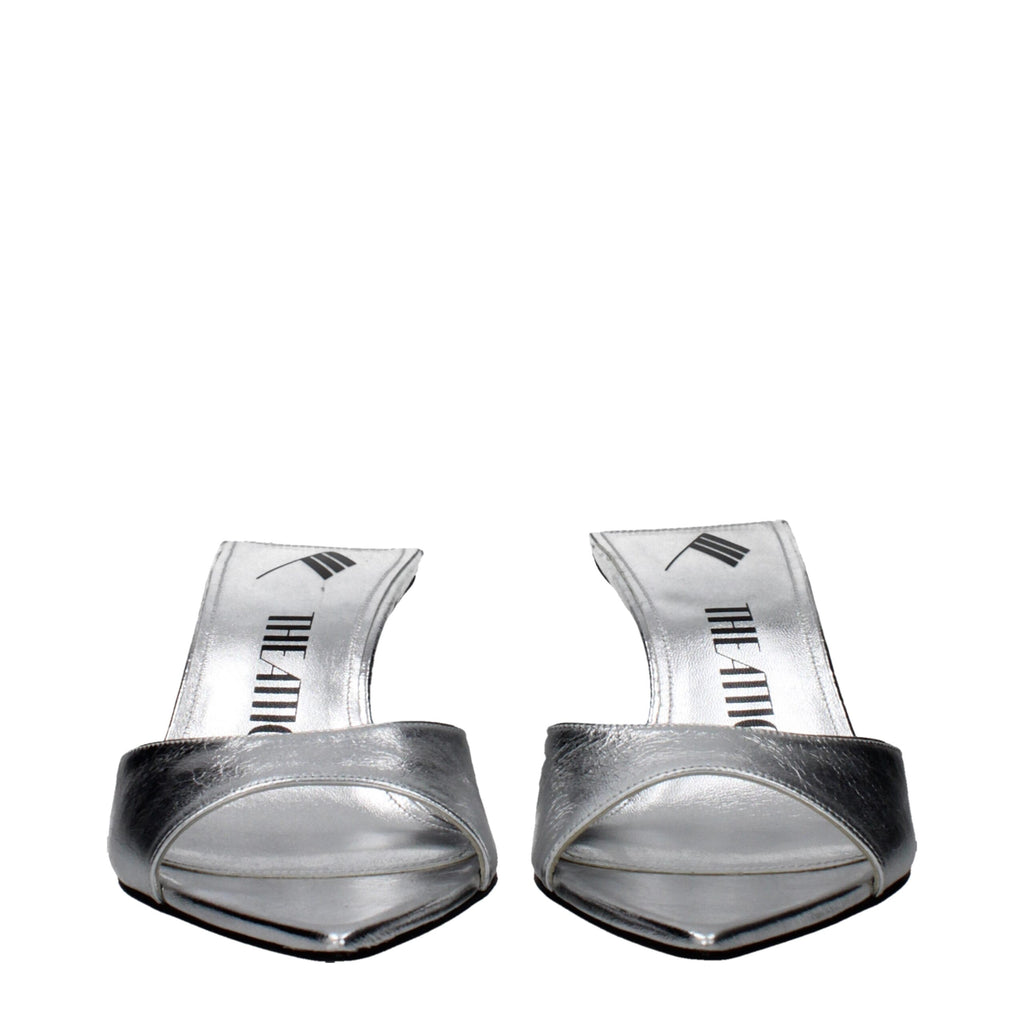 The Attico Gray Leather Stiletto Heels Sandals