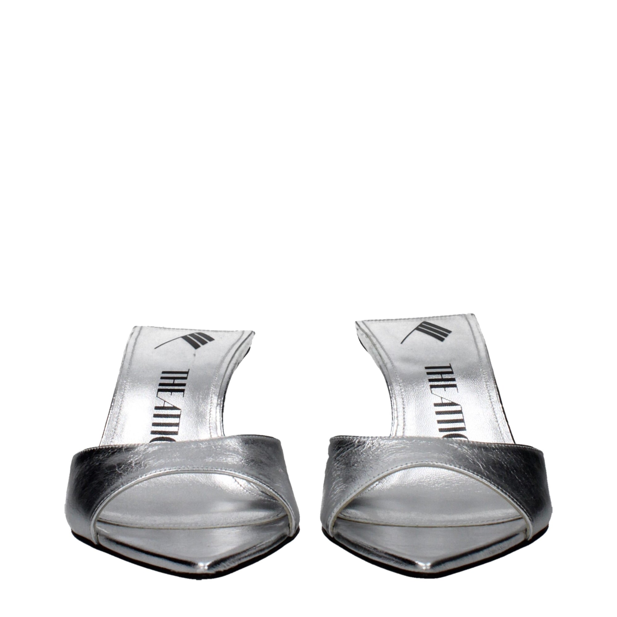 The Attico Gray Leather Stiletto Heels Sandals