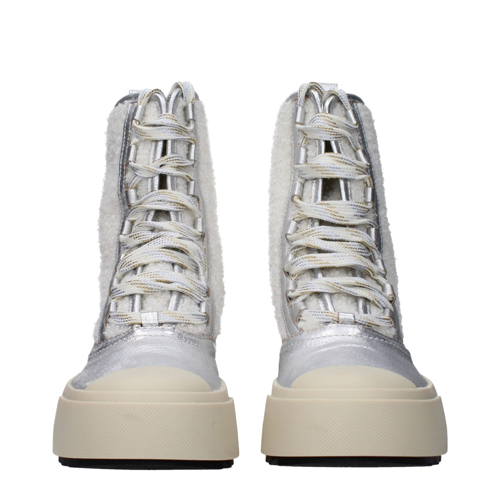 Philippe Model Gray Leather Ankle Boots