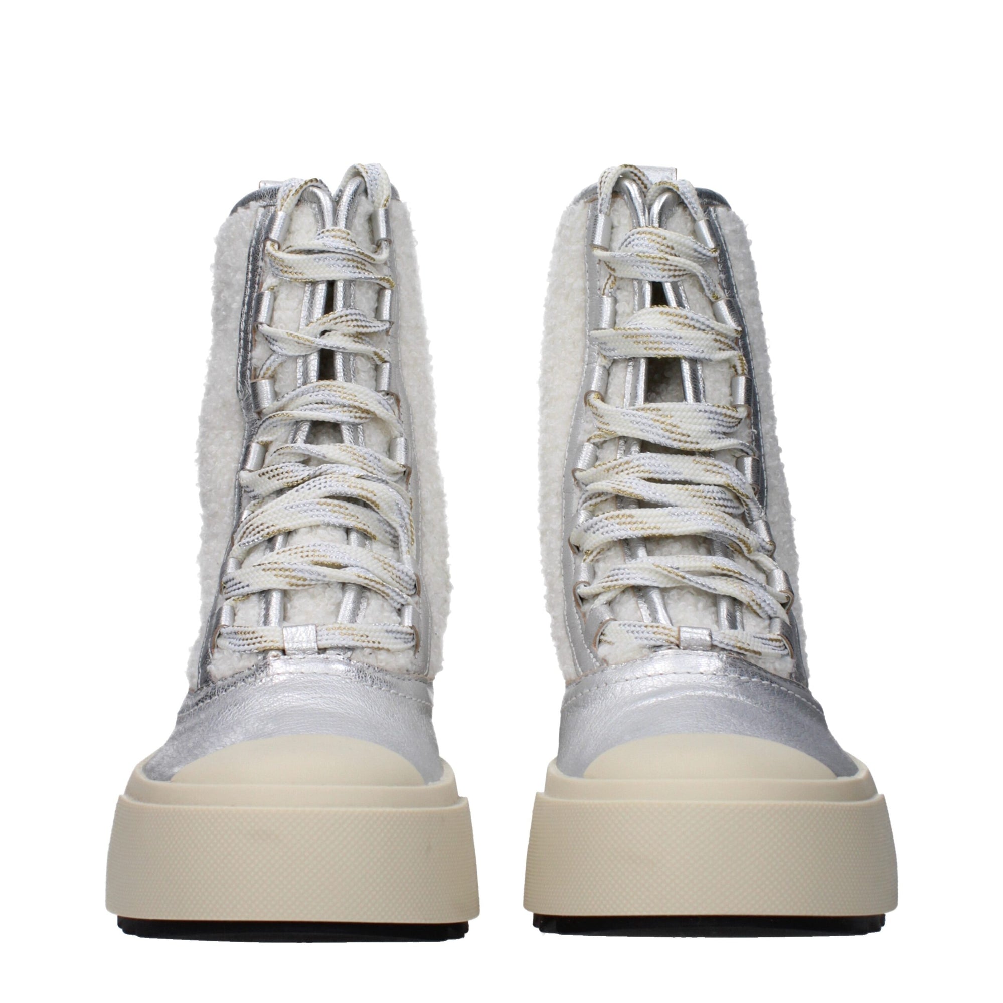 Philippe Model Gray Leather Ankle Boots