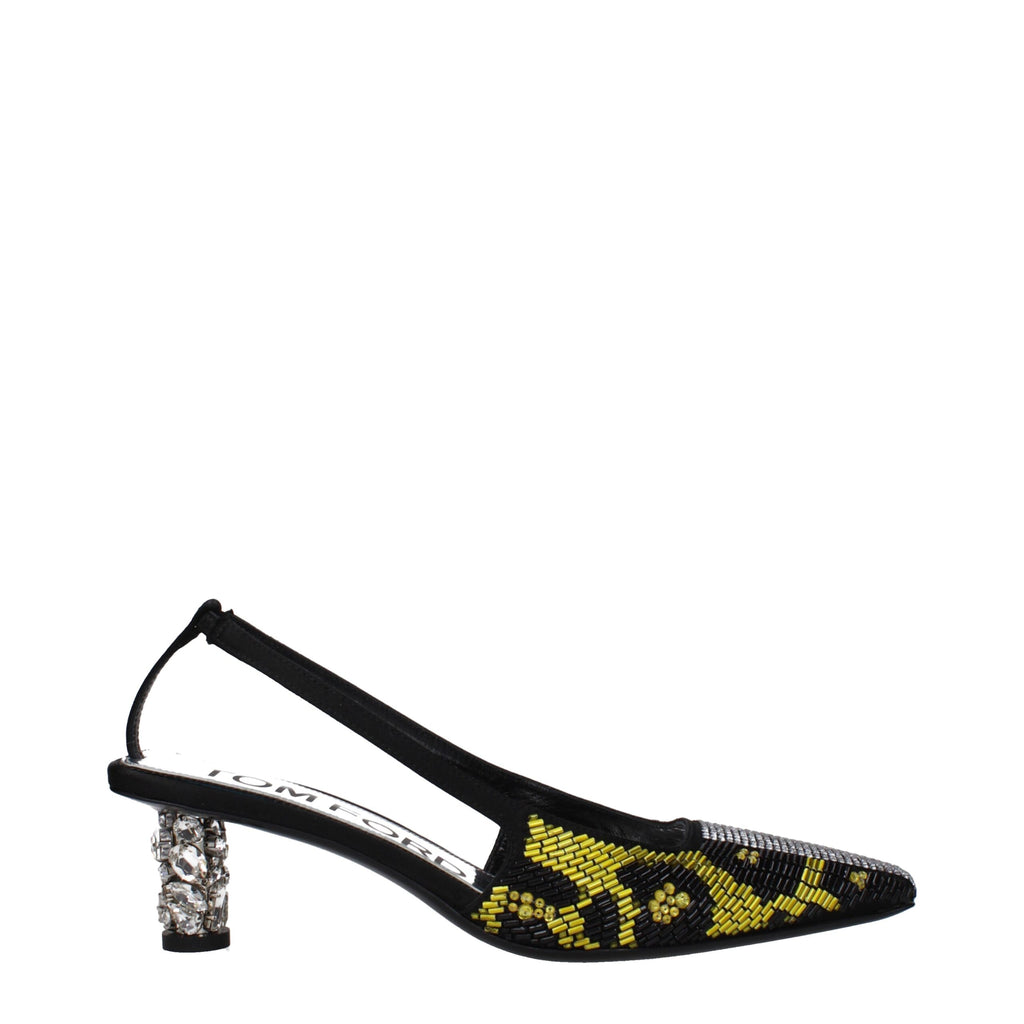 Tom Ford Yellow Satin Stiletto Heels Sandals
