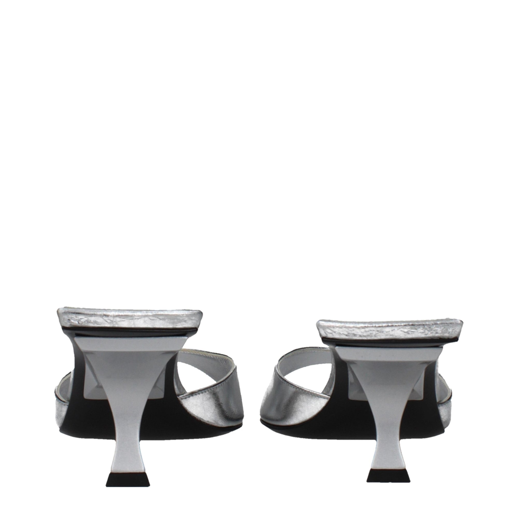 The Attico Gray Leather Stiletto Heels Sandals