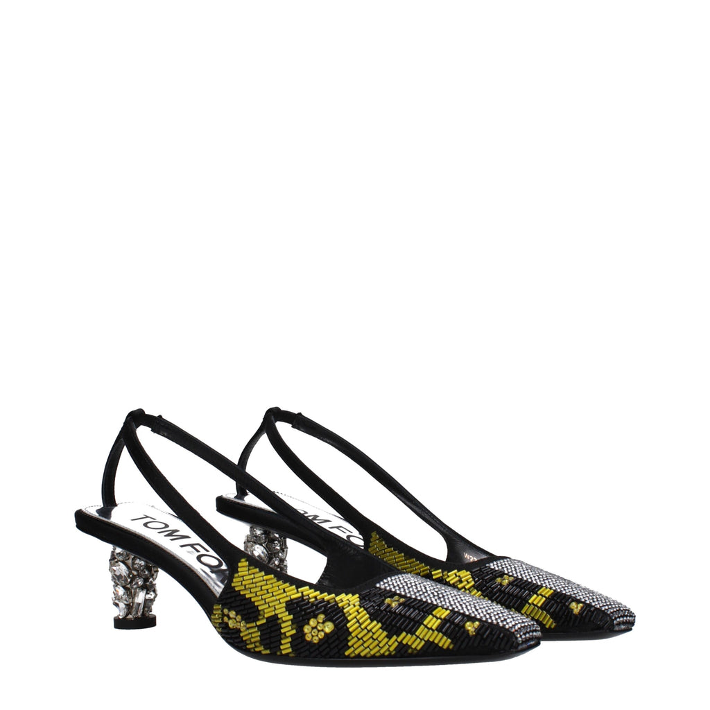 Tom Ford Yellow Satin Stiletto Heels Sandals