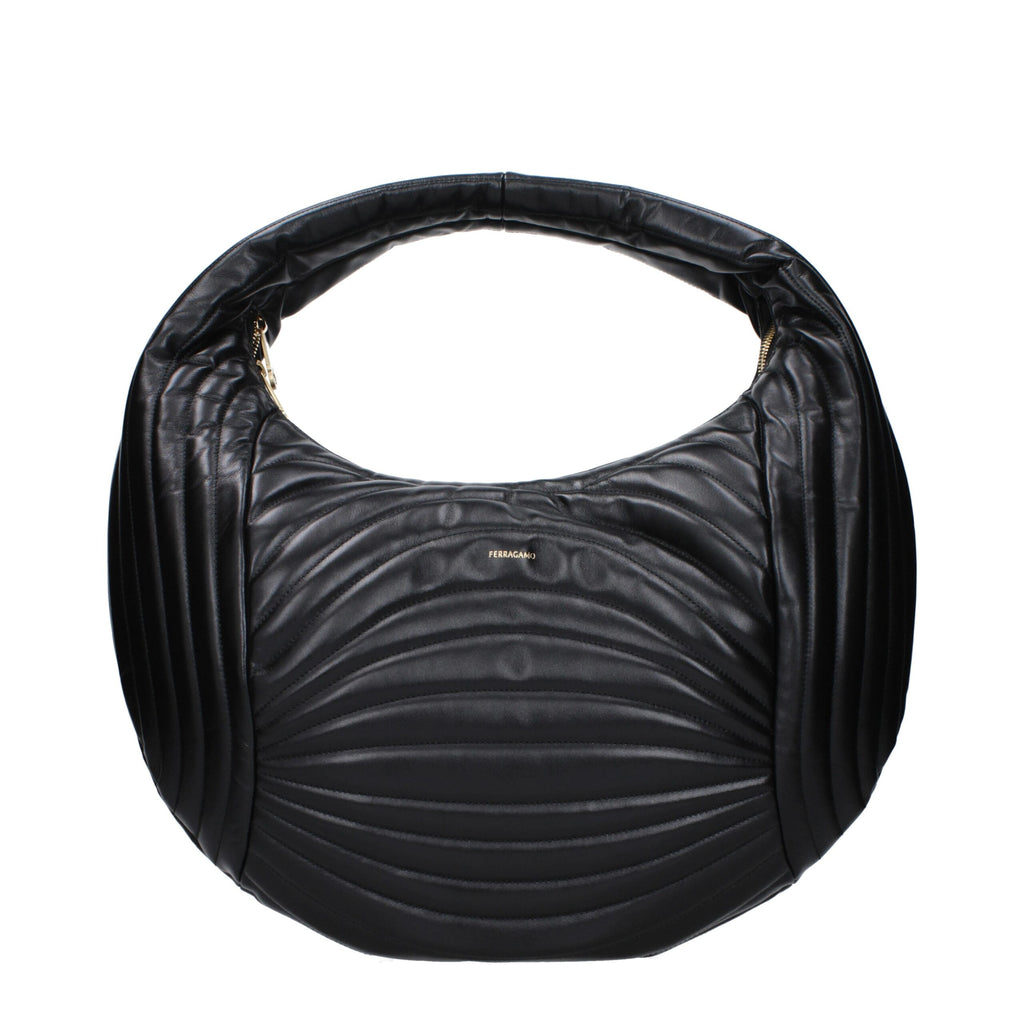 Salvatore Ferragamo Black Leather Handbags