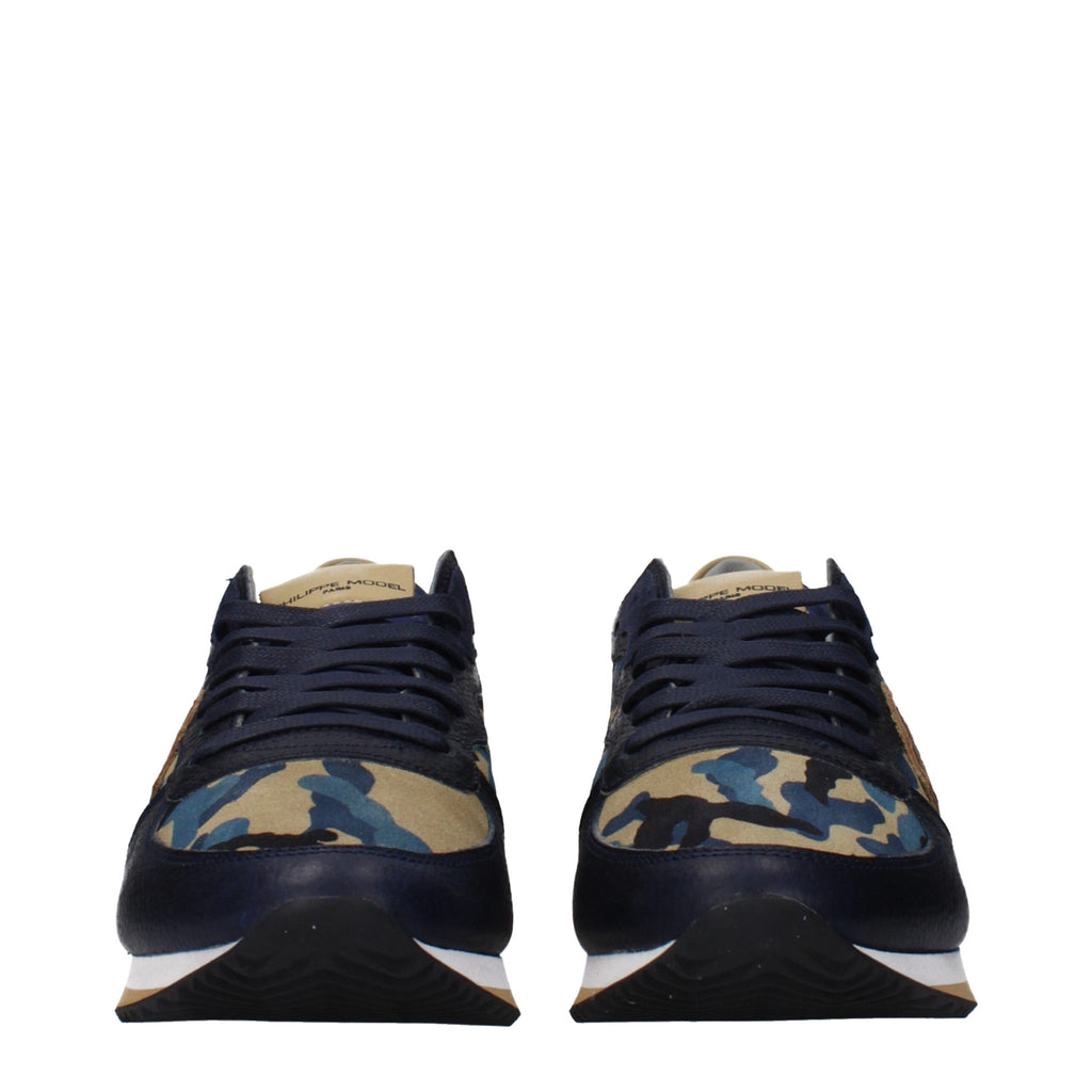 Philippe Model Blue Leather Sneakers