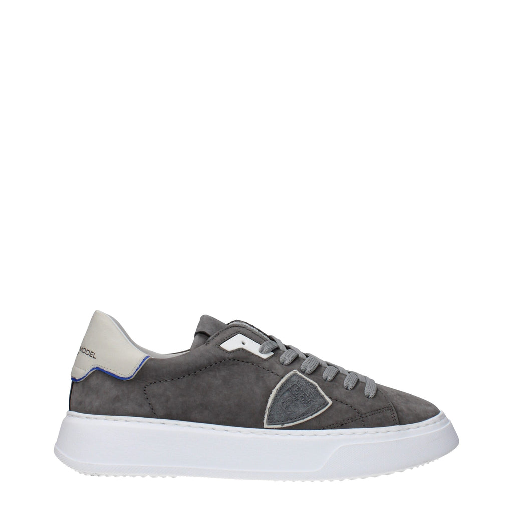 Philippe Model Gray Leather Sneakers