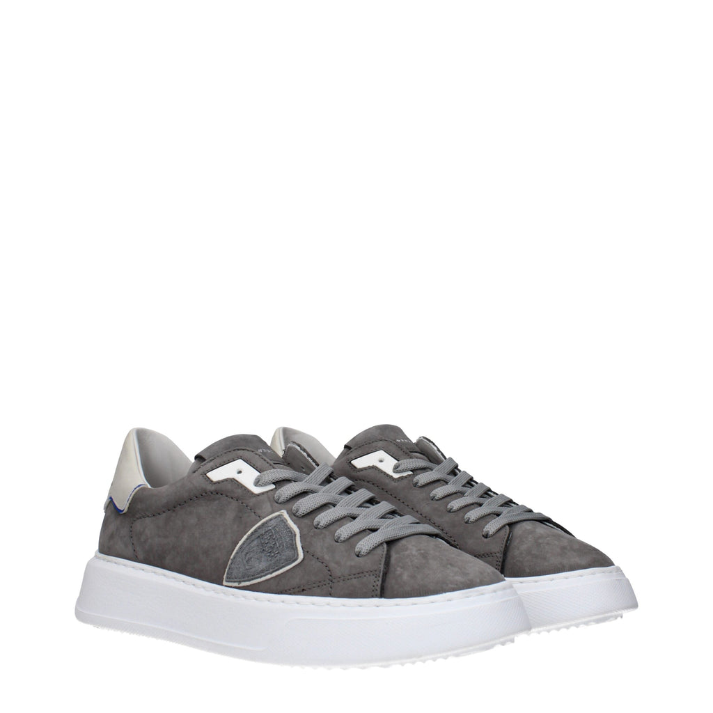 Philippe Model Gray Leather Sneakers