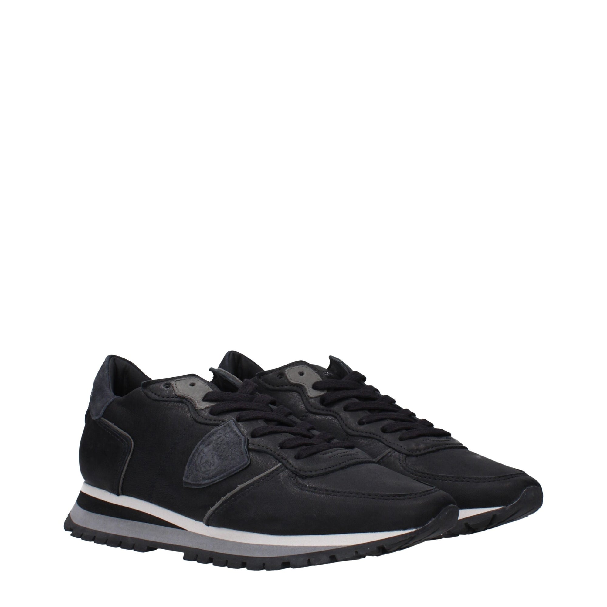 Philippe Model Black Leather Sneakers