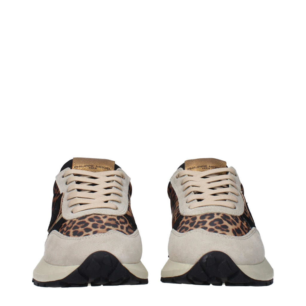 Philippe Model Brown Fabric Chunky Sneakers
