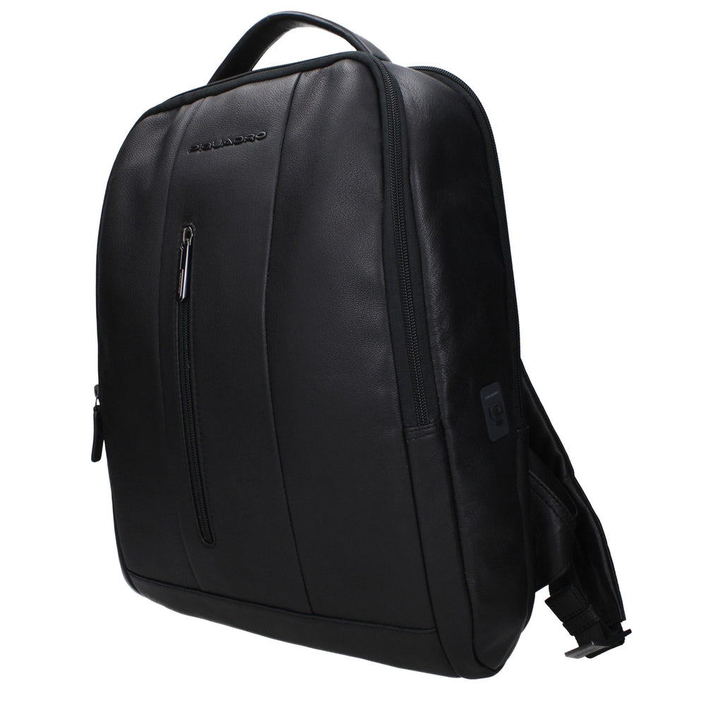 Piquadro Black Leather Backpacks
