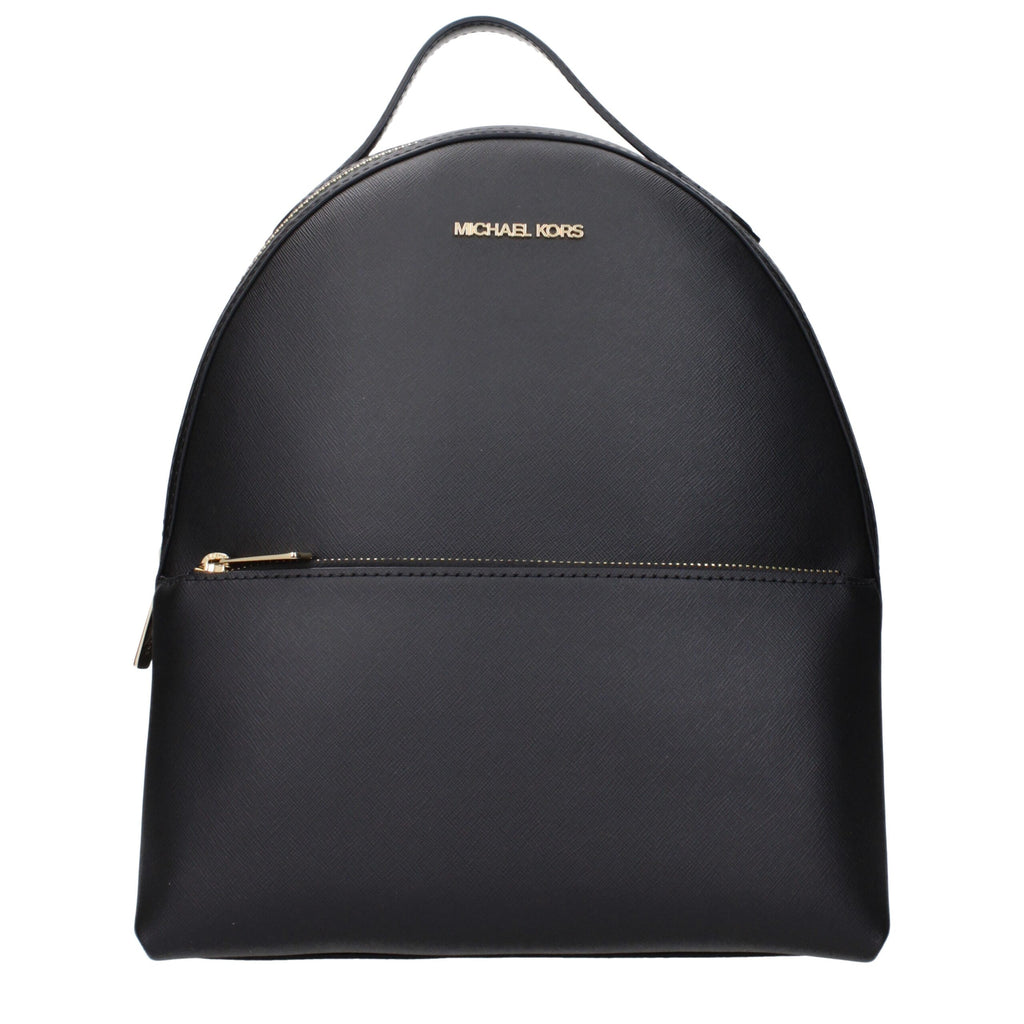 Michael Kors Black Leather Backpacks