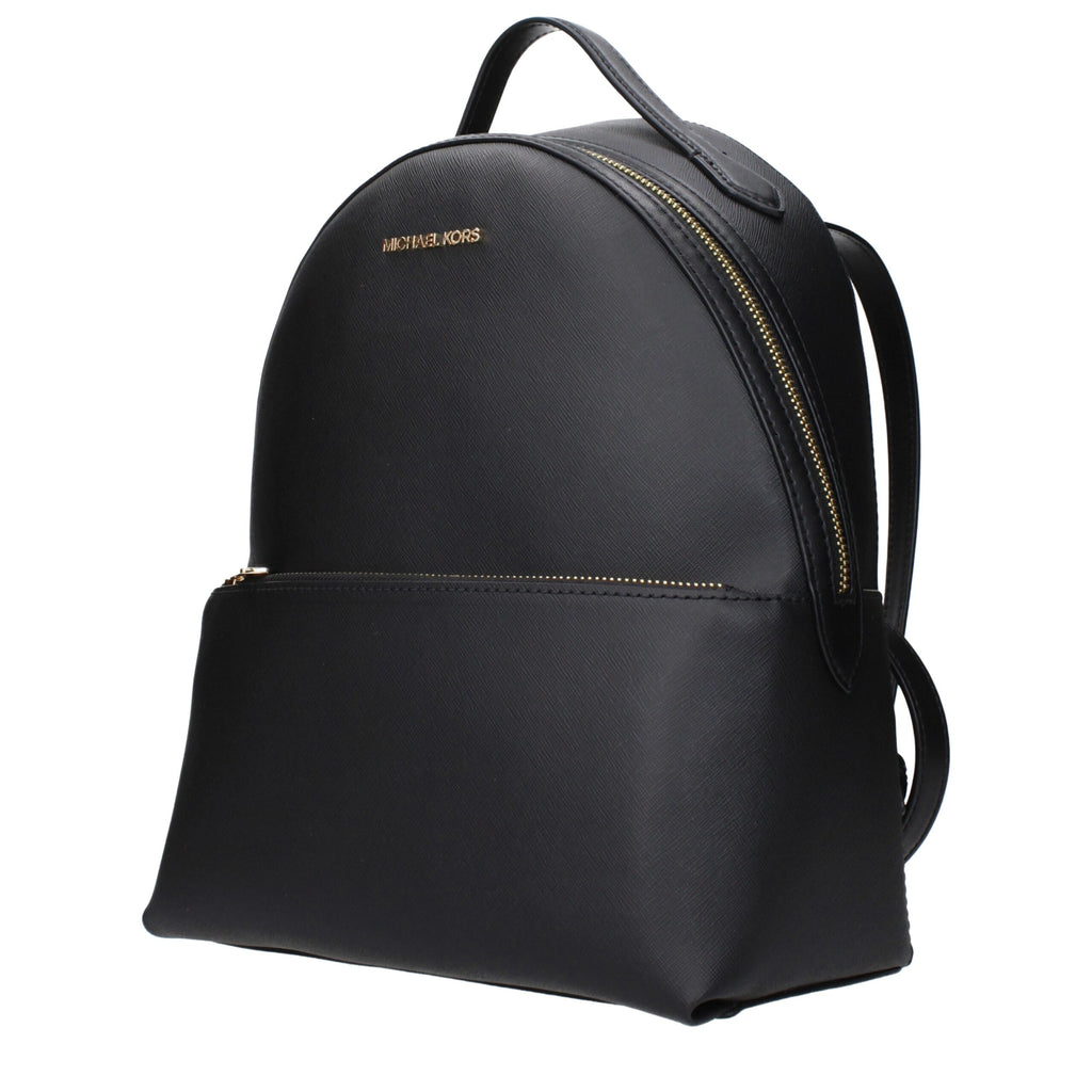Michael Kors Black Leather Backpacks