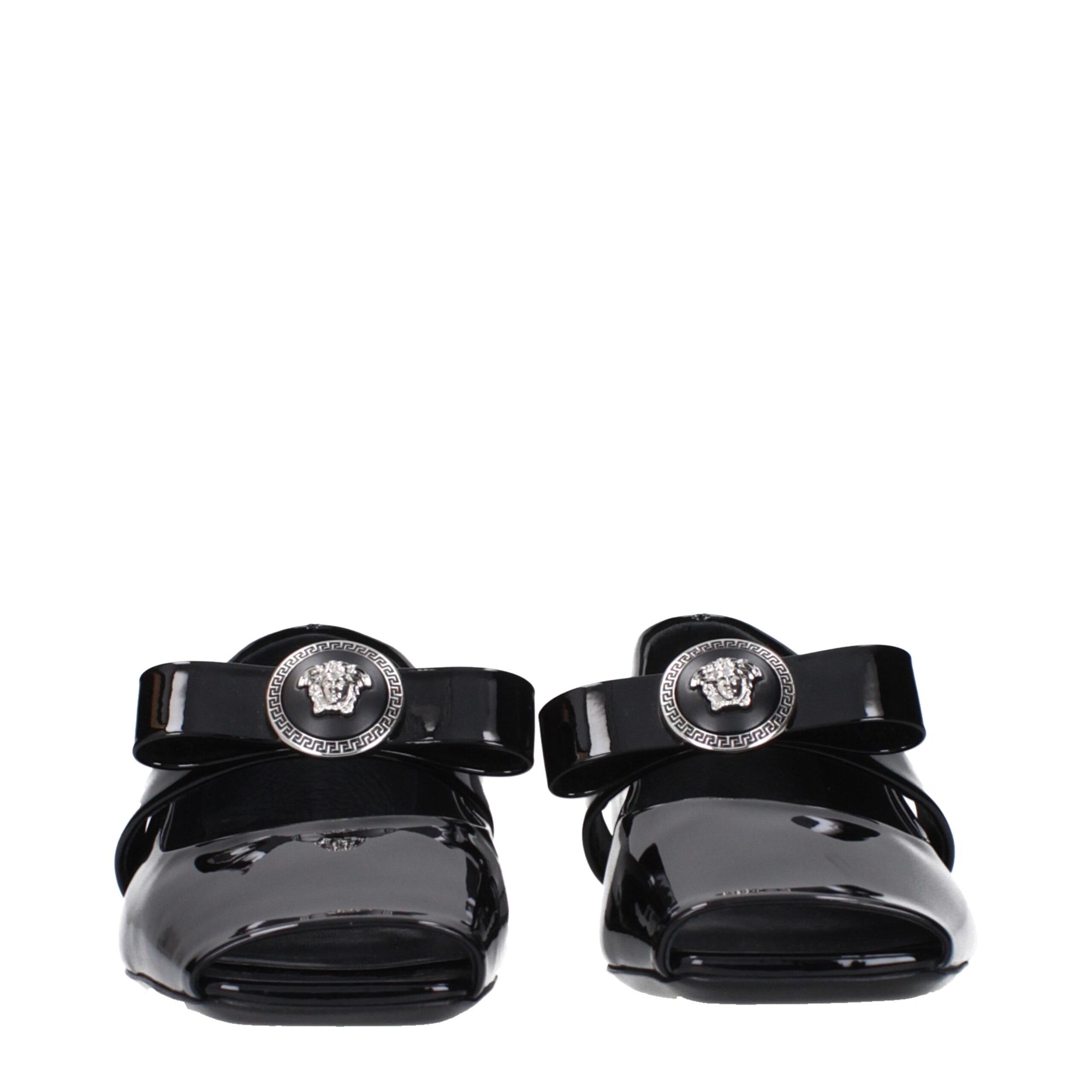 Versace Black Leather Ballet Flats