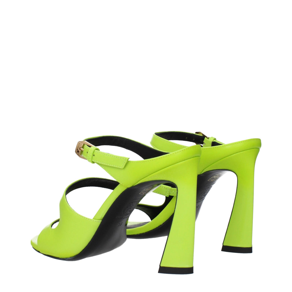 Versace Green Leather Stiletto Heels Sandals