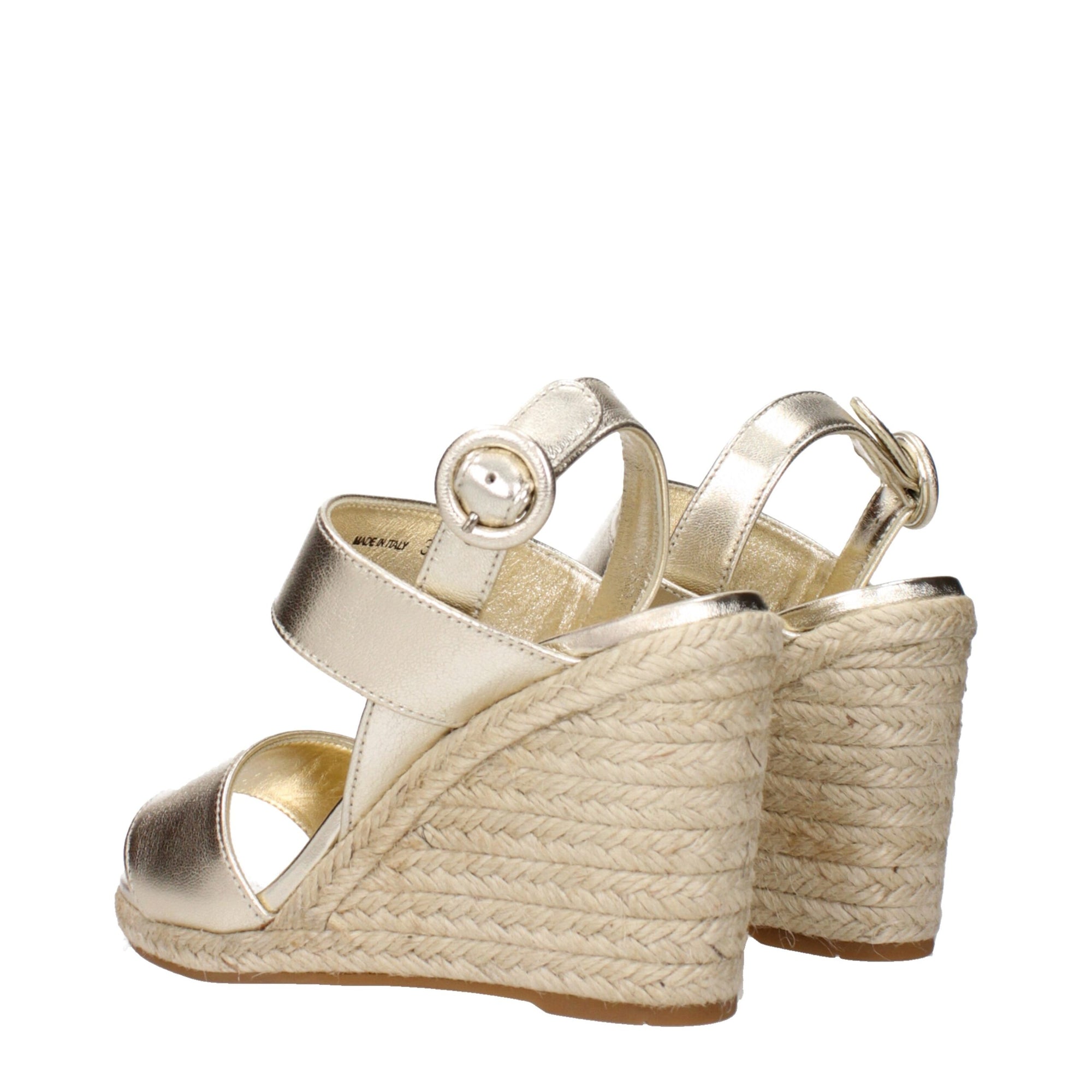 Prada Gold Leather Wedges Sandals