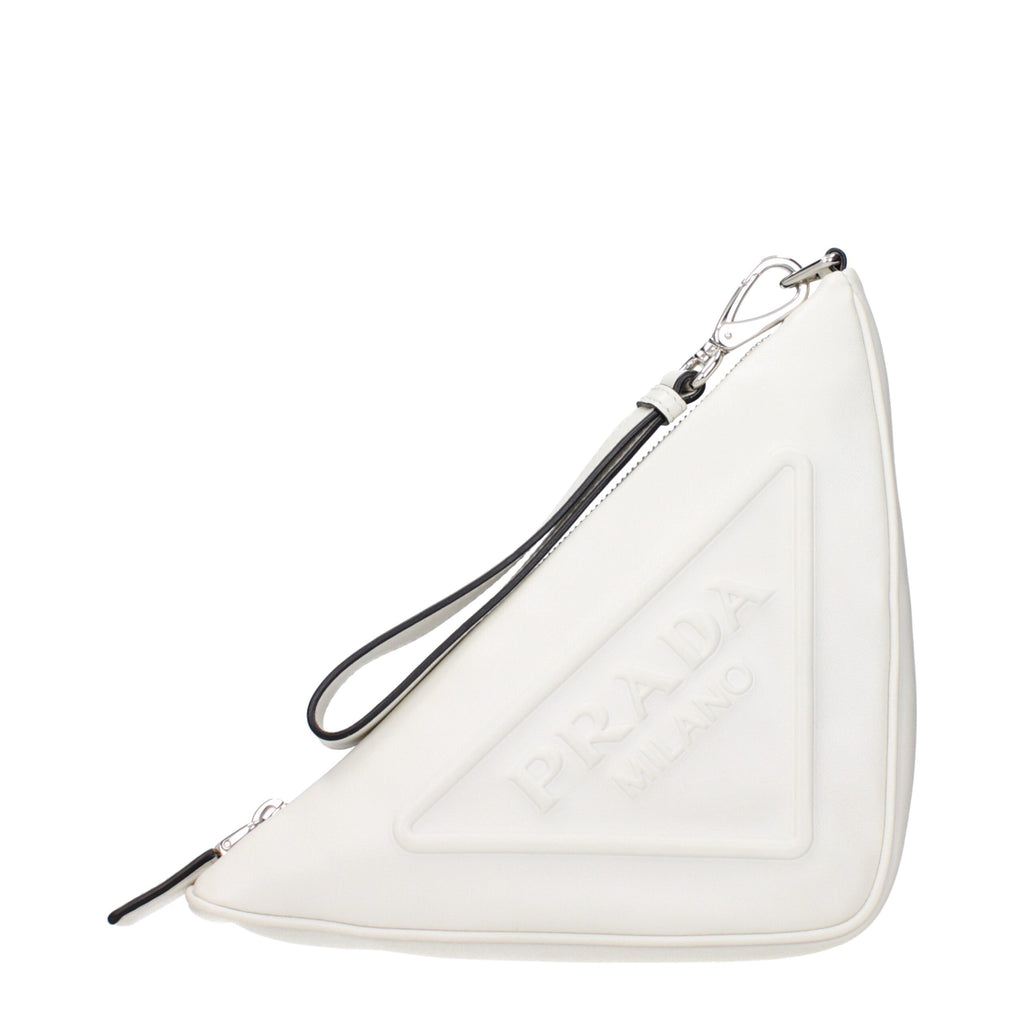 Prada White Leather Clutch Bags