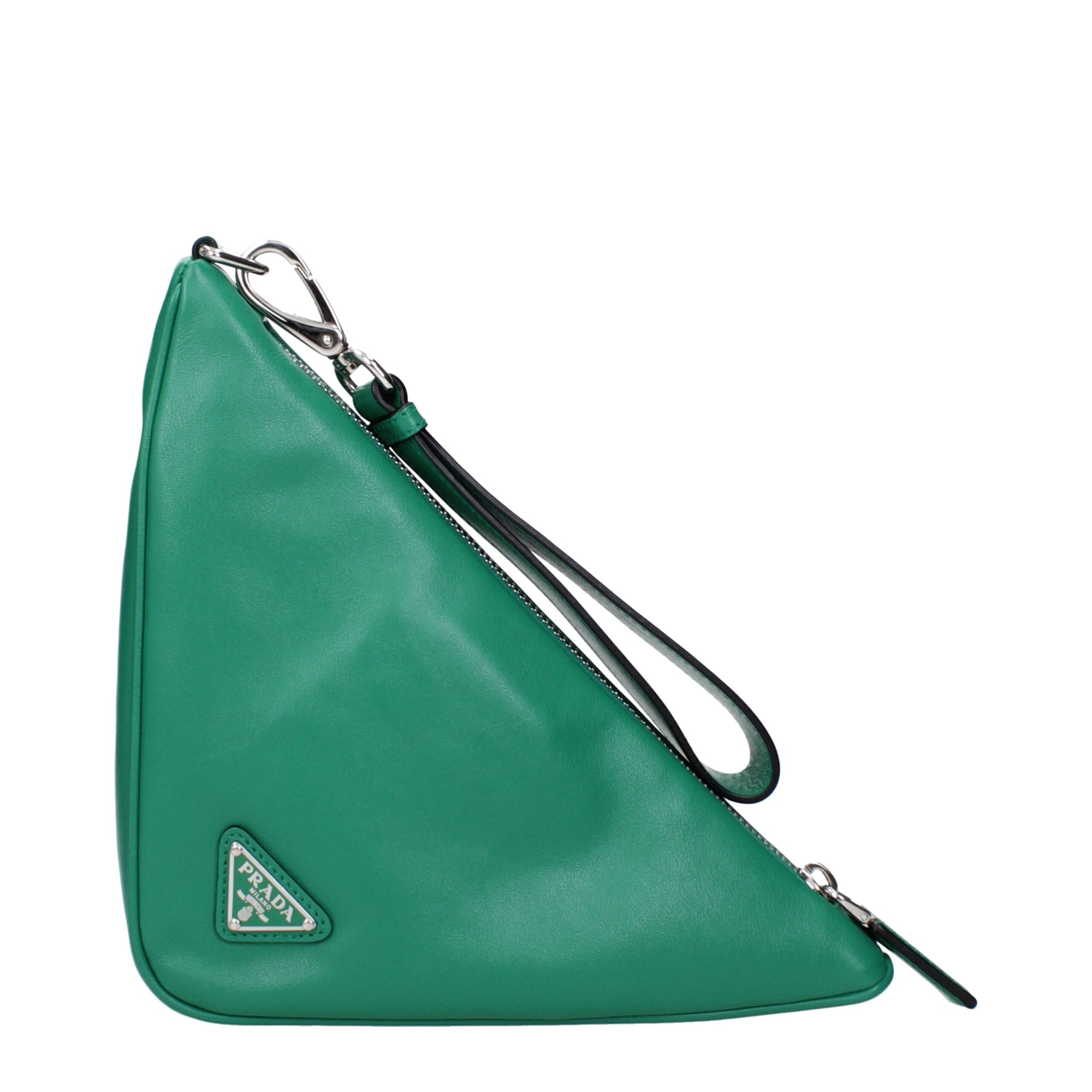 Prada Green Leather Clutch Bags