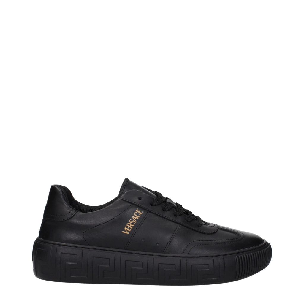 Versace Black Leather Low Tops
