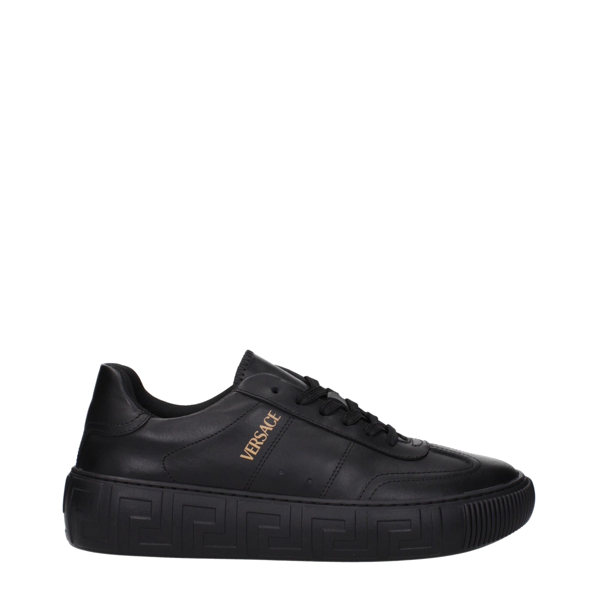 Versace Black Leather Low Tops