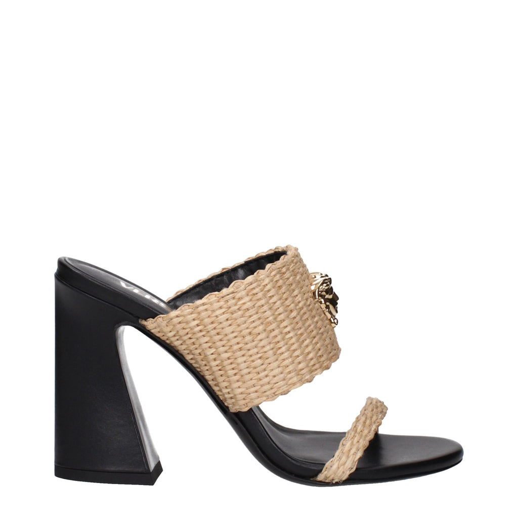 Versace Beige Raffia Platforms