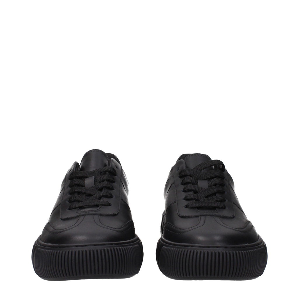 Versace Black Leather Low Tops
