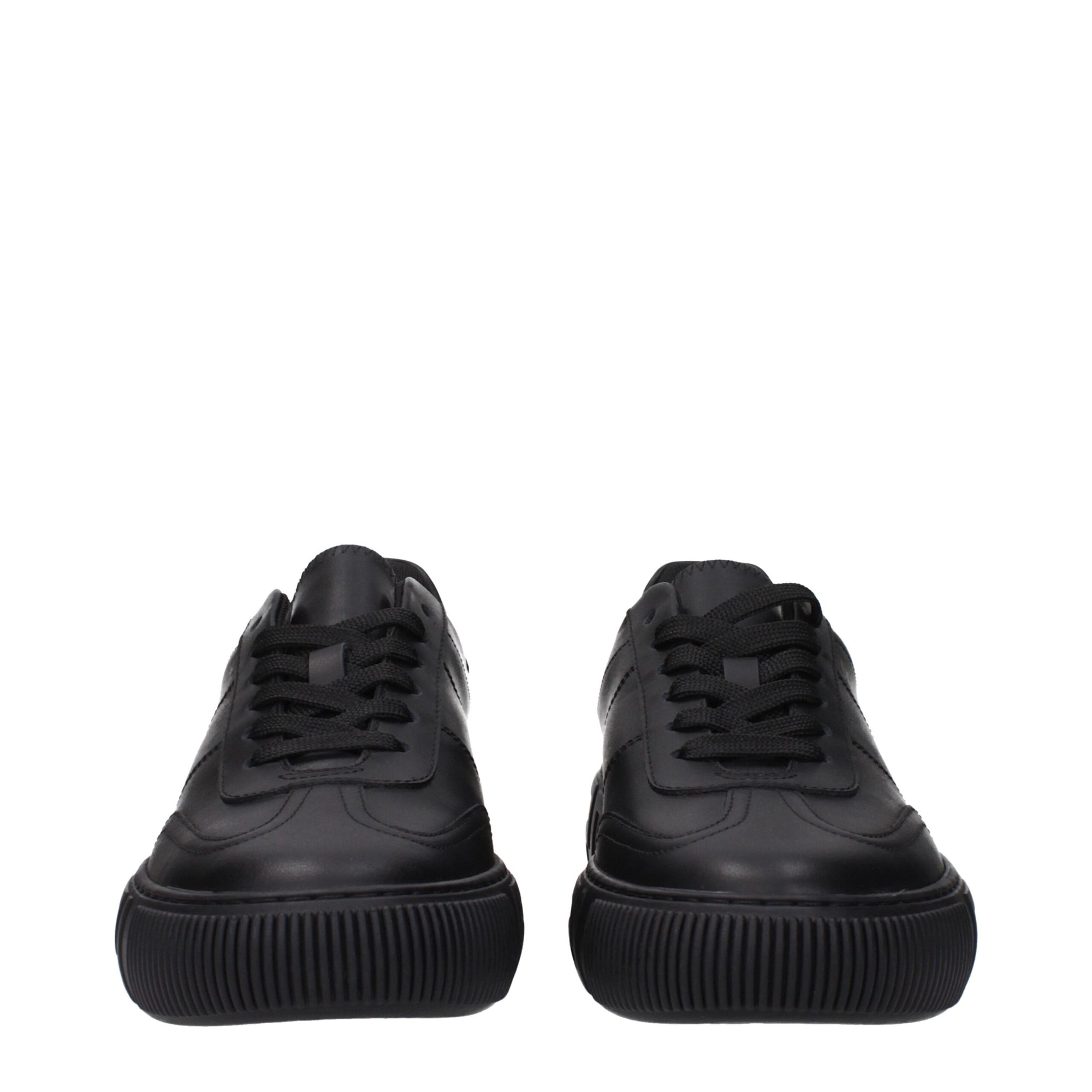Versace Black Leather Low Tops