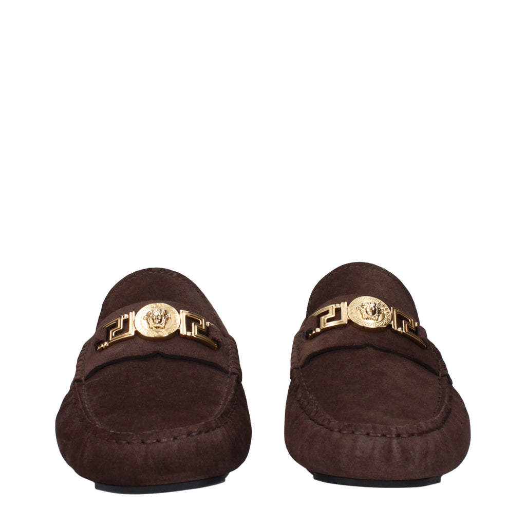 Versace Brown Leather Slip-On Loafers